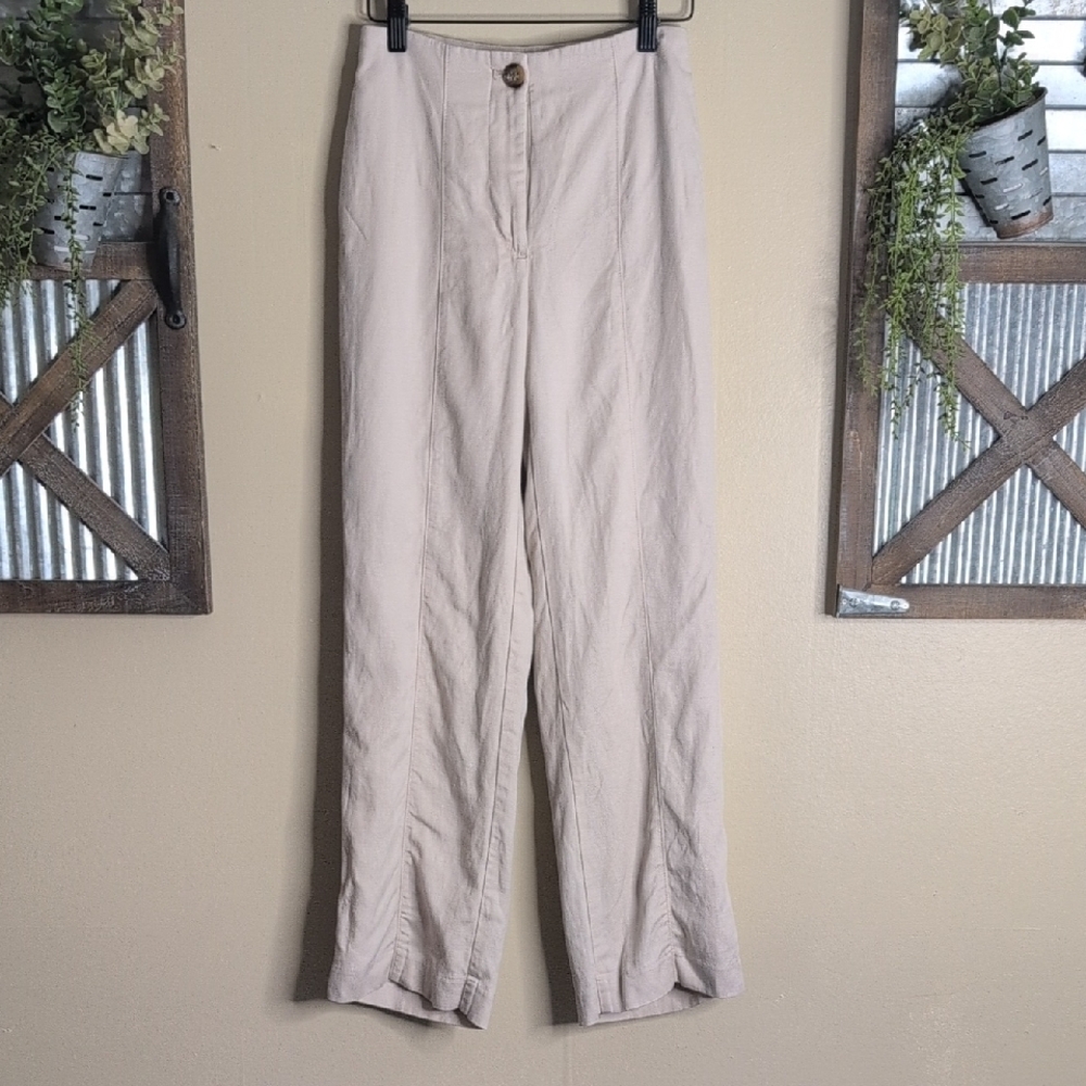 Ann Taylor Beige Linen Blend Trousers
